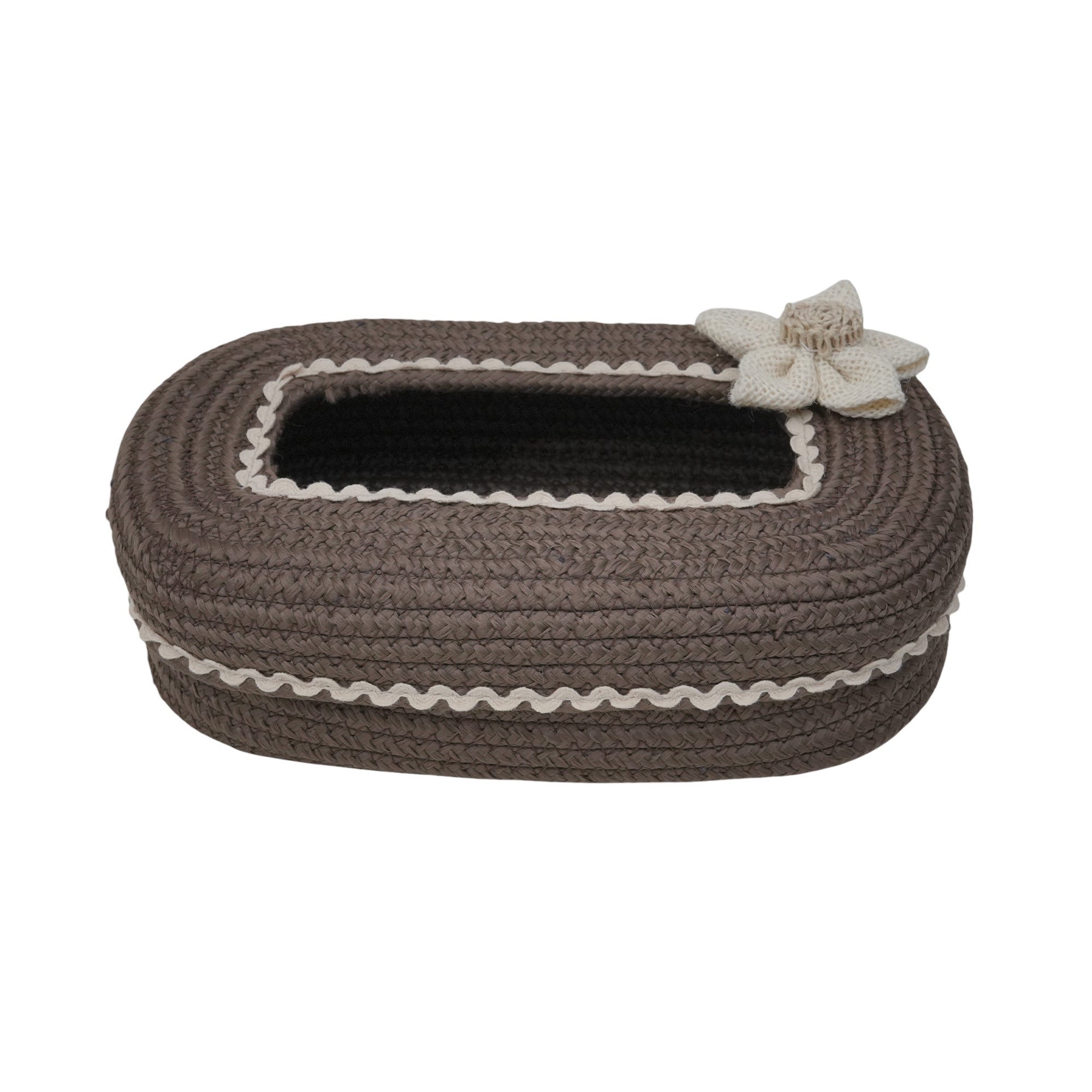 Ariya Brown White Lace Tissue Box With White Flower | Elegant Durable Holder