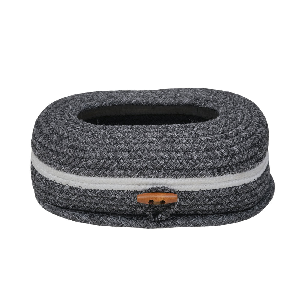 Ariya Grey Tissue Box With Wooden Button | Elegant Durable Holder