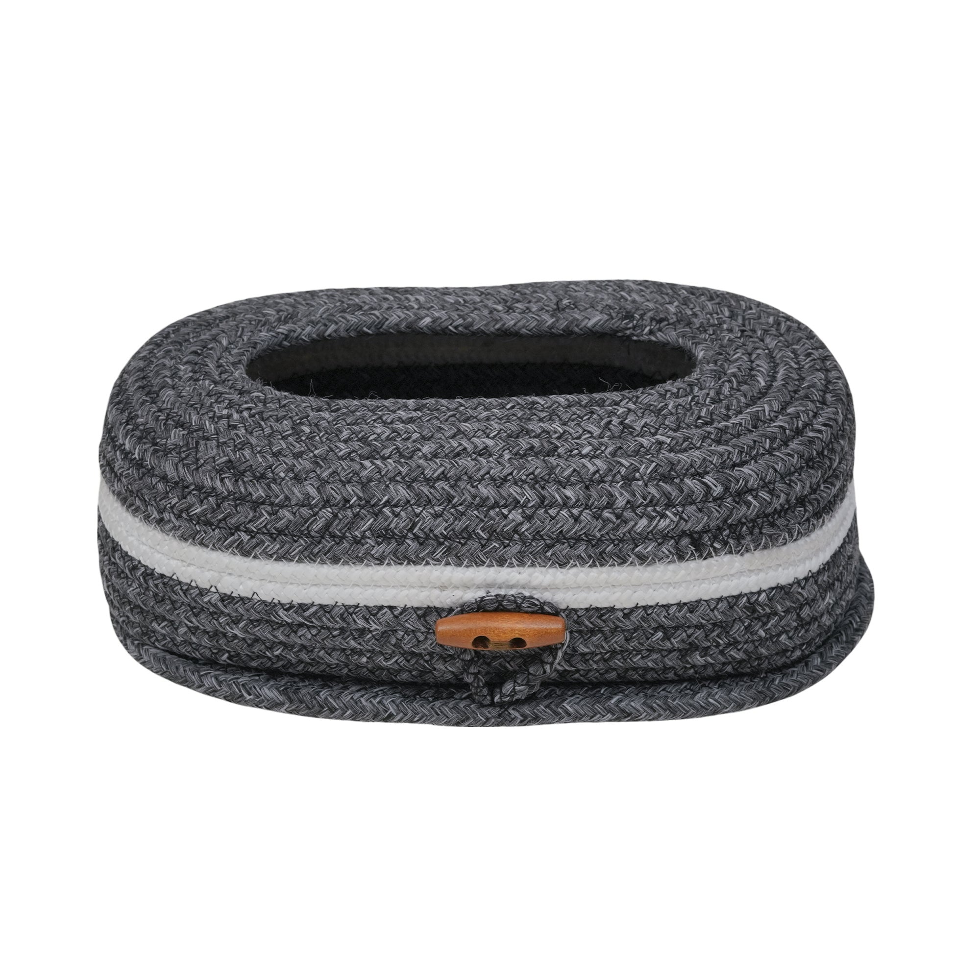 Ariya Grey Tissue Box With Wooden Button | Elegant Durable Holder