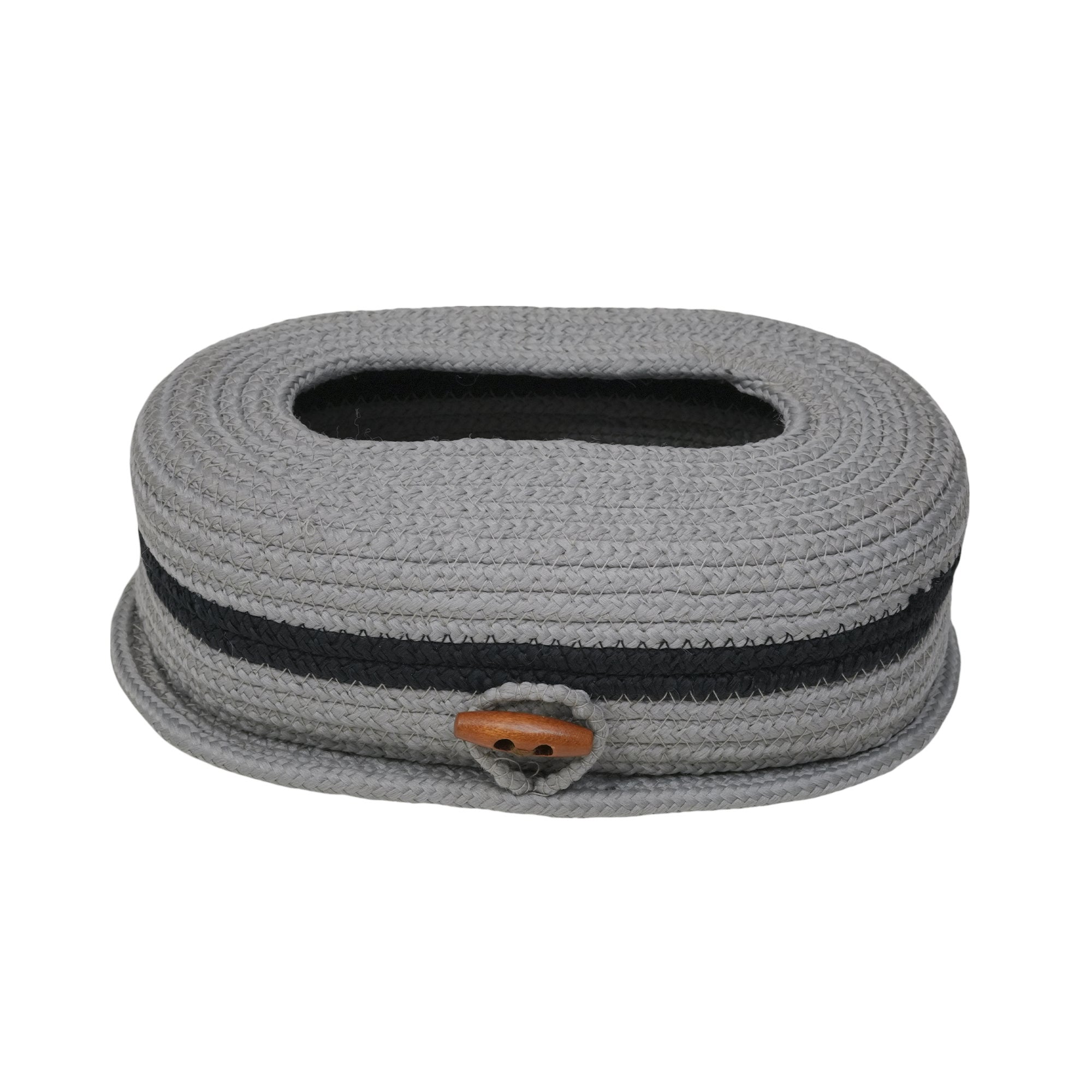 Ariya Light Grey Tissue Box With Wooden Button | Elegant Durable Holder