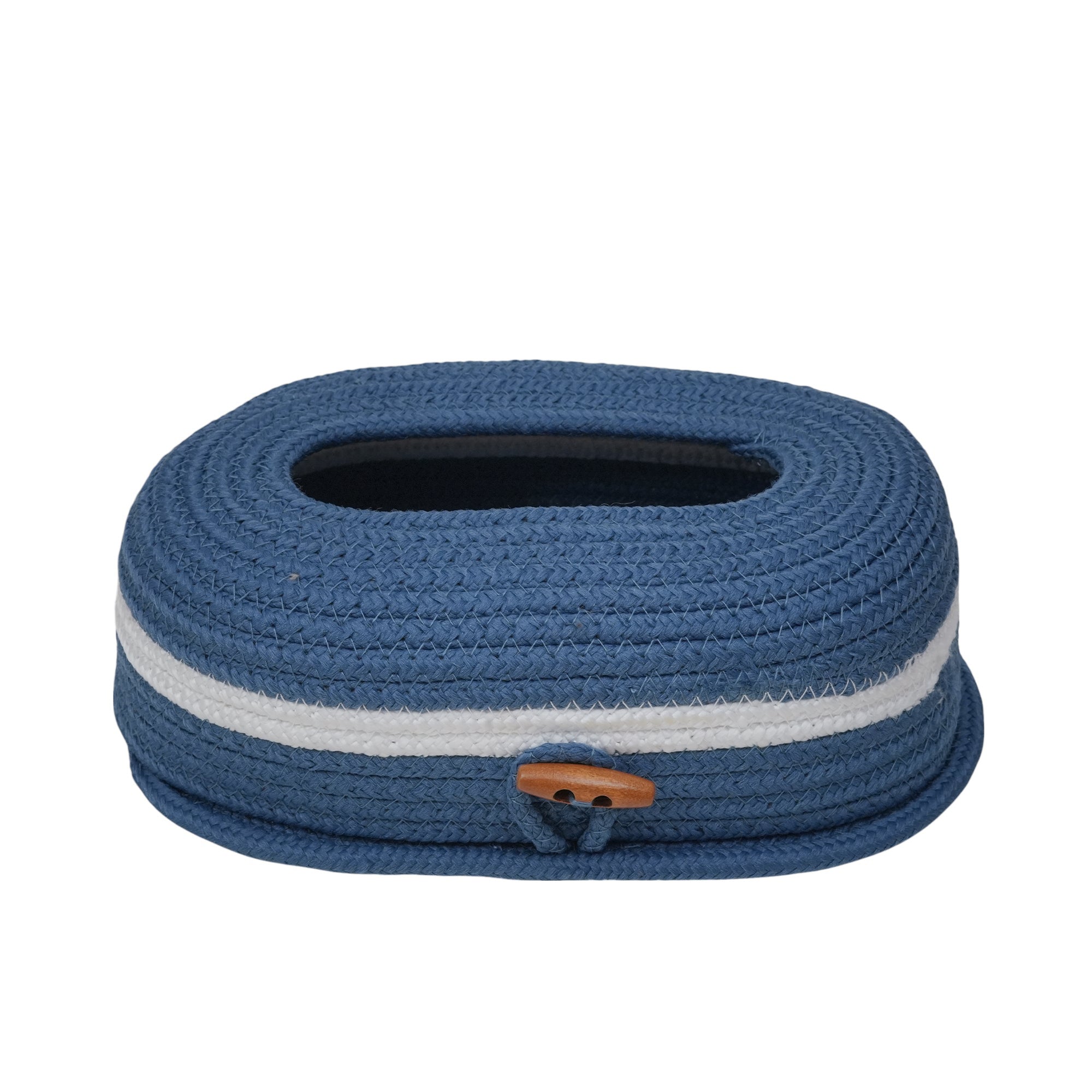 Ariya Blue Tissue Box With Wooden Button | Elegant Durable Holder