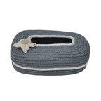 Ariya Grey White Line Tissue Box With White Flower | Elegant Durable Holder