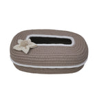 Ariya Tissue Box Cover Beige White Line with Flower Design Elegant Home & Car Use