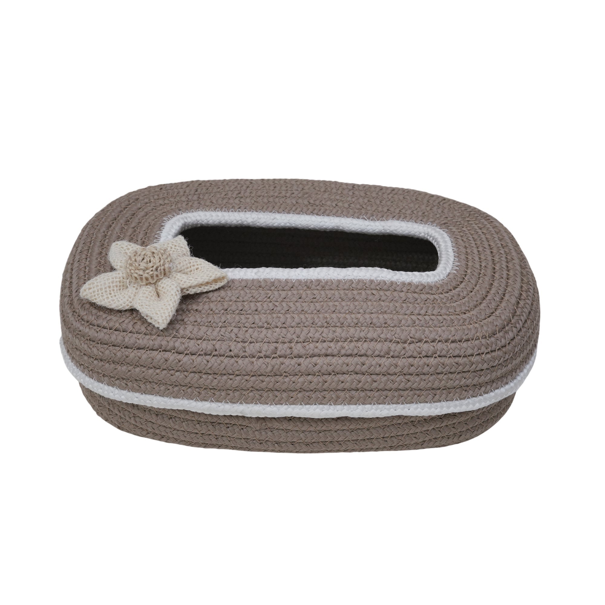 Ariya Tissue Box Cover Beige White Line with Flower Design Elegant Home & Car Use