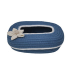 Ariya Blue White Line Tissue Box With White Flower Elegant Durable Holder