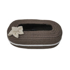 Ariya Brown White Line Tissue Box With White Flower | Elegant Durable Holder
