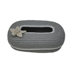 Ariya Grey White Line Tissue Box With White Flower Rectangular Decorative Cover