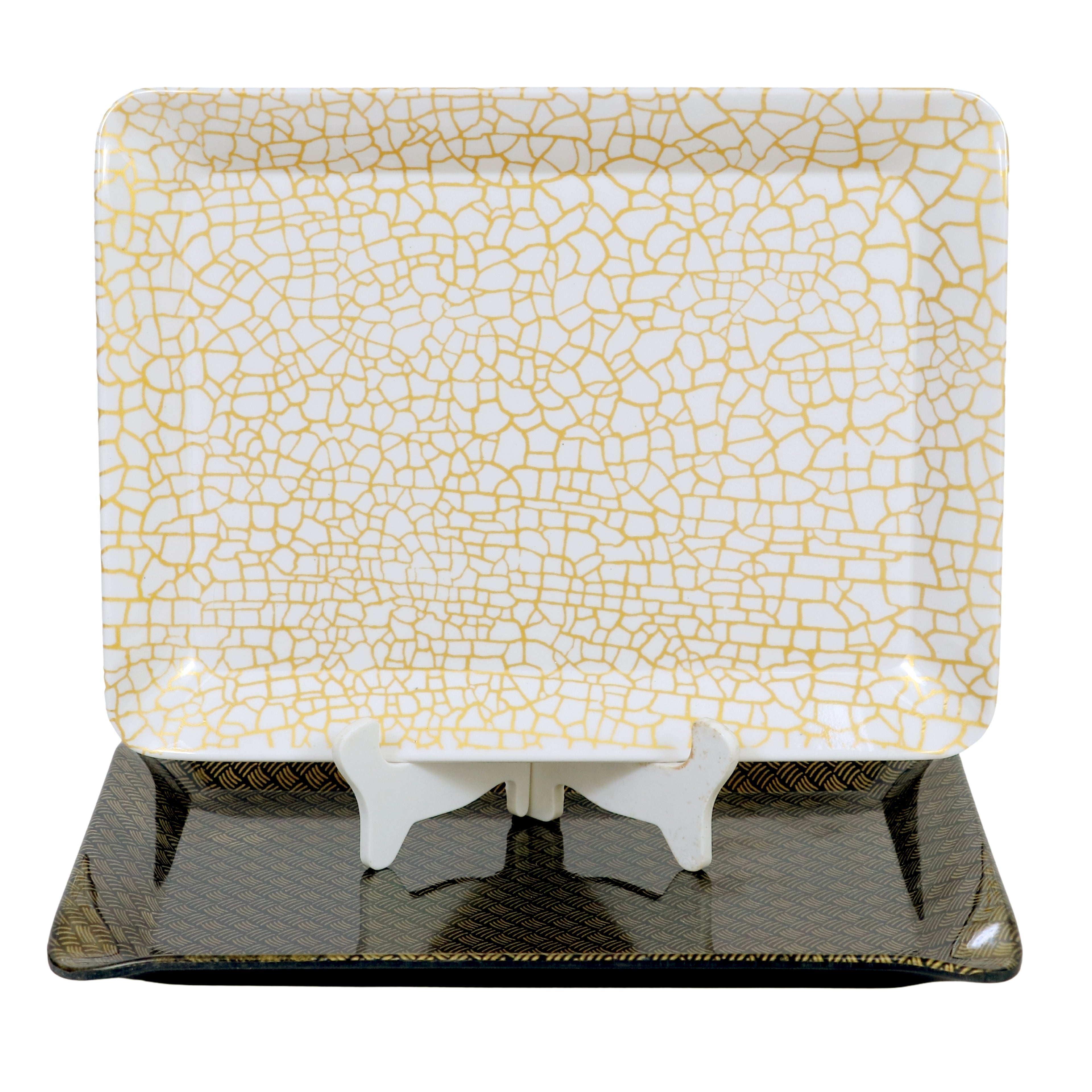 Ariya Black & White Melamine Tray Set | Pack of 2 | Easy-to-Clean