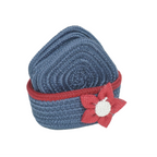 Cotton Coasters Set of 6 - Blue Red Line With Red Flower