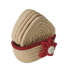 Cotton Coasters Set of 6 - Beige Red Line With Red Flower