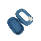 Ariya Blue White Line Tissue Box With White Flower Elegant Durable Holder
