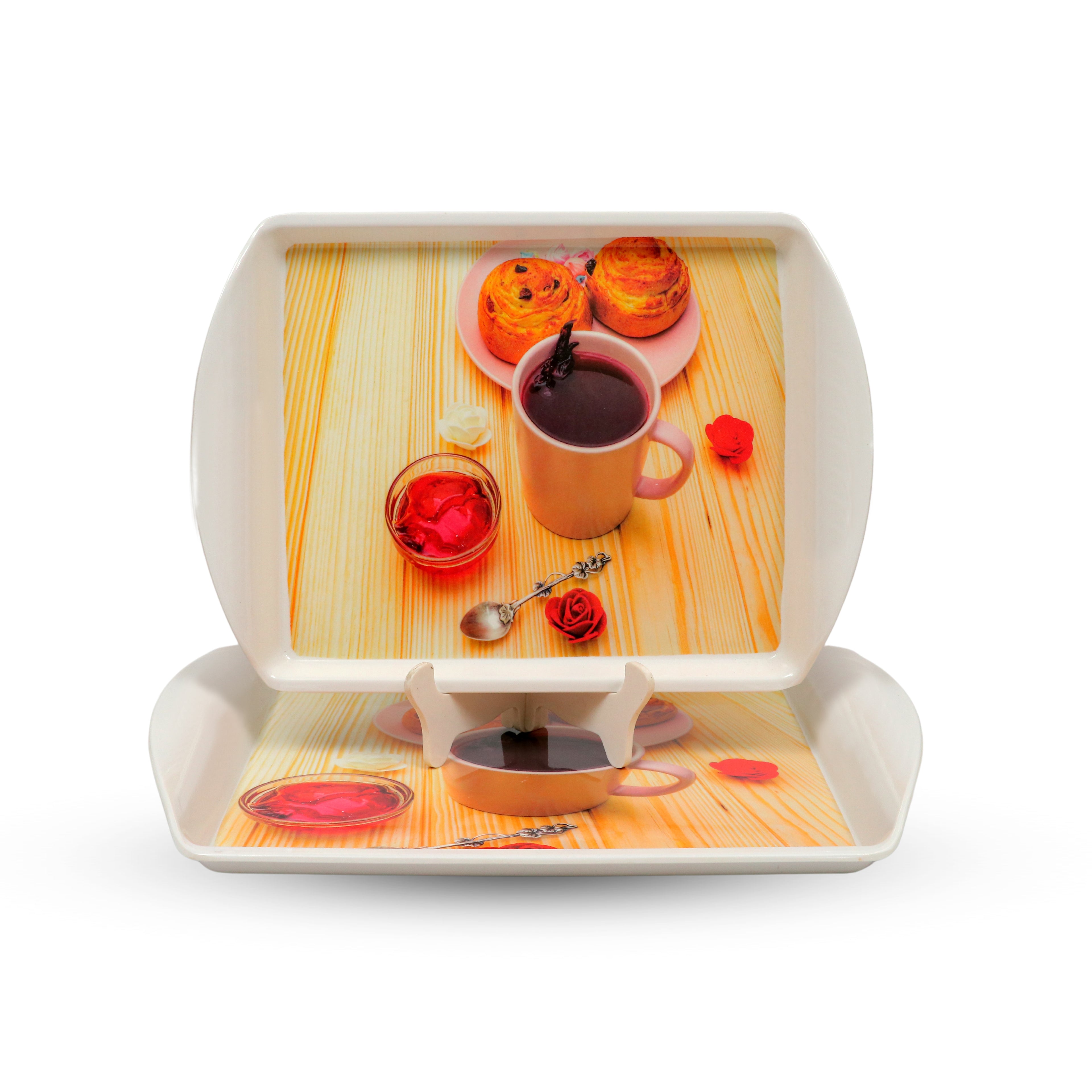 Ariya Melamine Rectangle Serving Tray Set of 2 – Multicolor, Easy to Clean