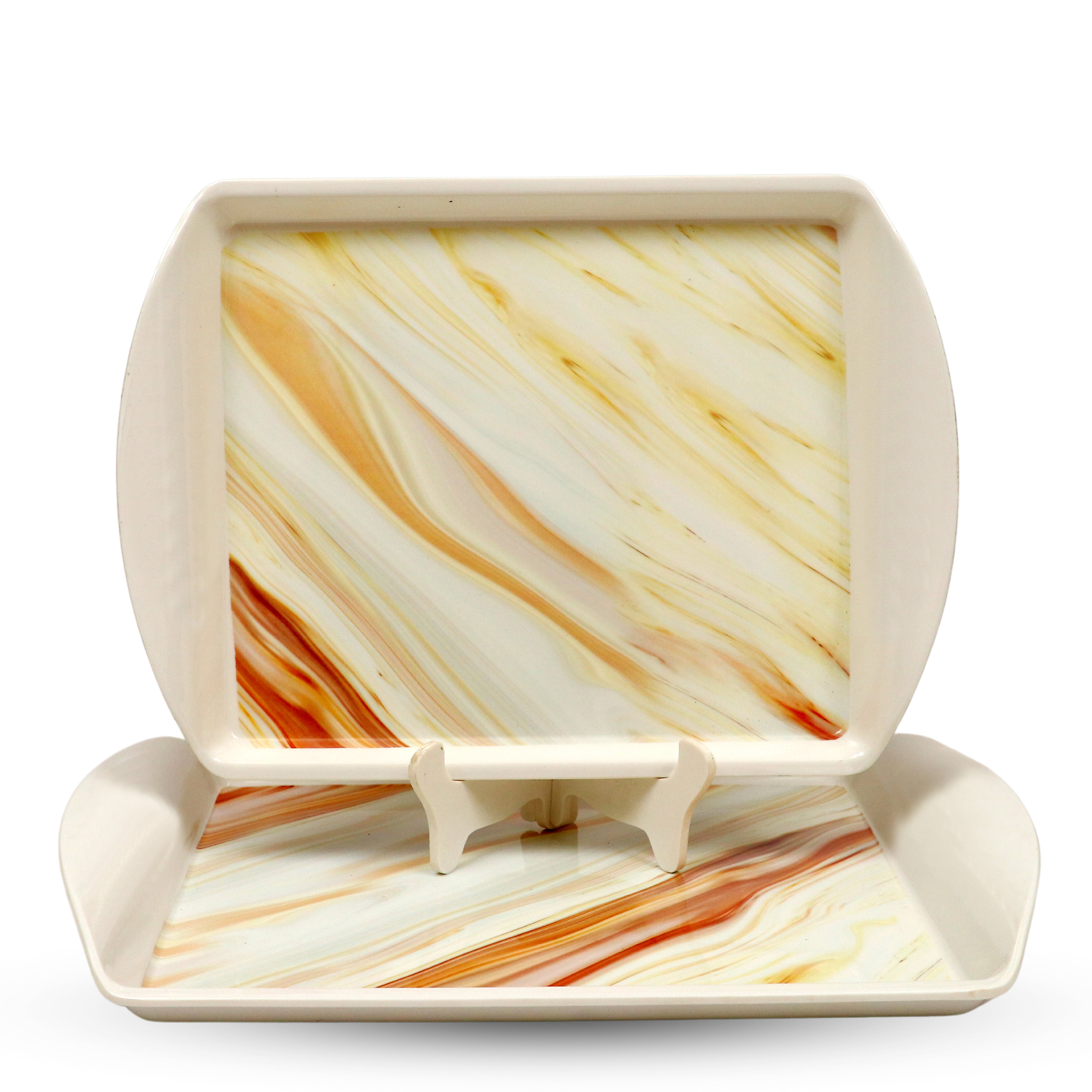 Ariya Melamine Rectangle Serving Tray Set of 2 – Multicolor, Easy to Clean