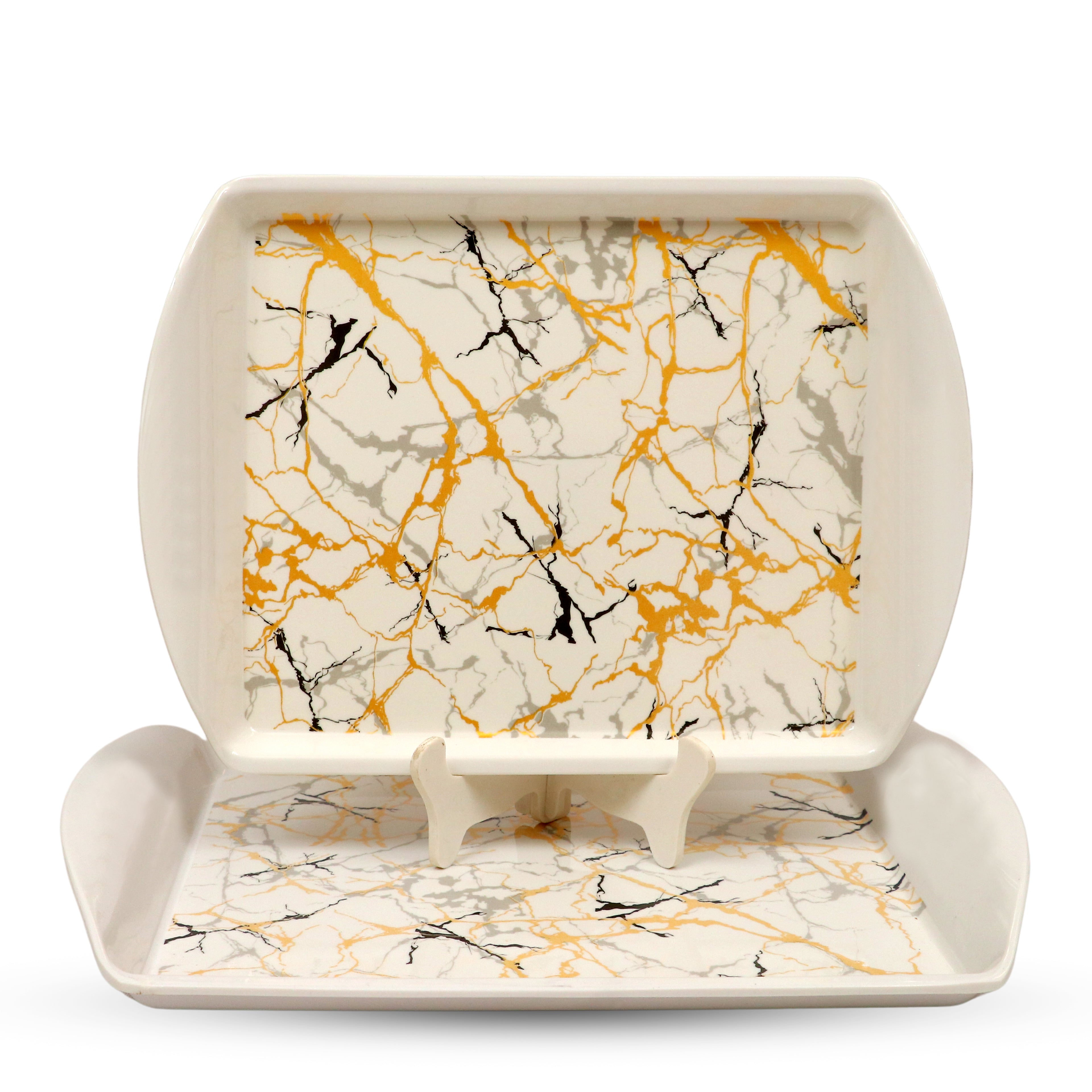 Ariya Melamine Rectangle Serving Tray Set of 2 – Multicolor, Easy to Clean