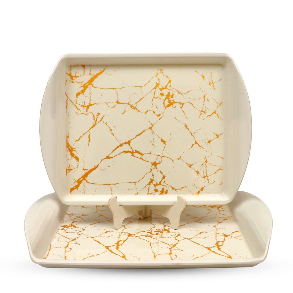 Ariya Melamine Rectangle Serving Tray Set of 2 – Multicolor, Easy to Clean