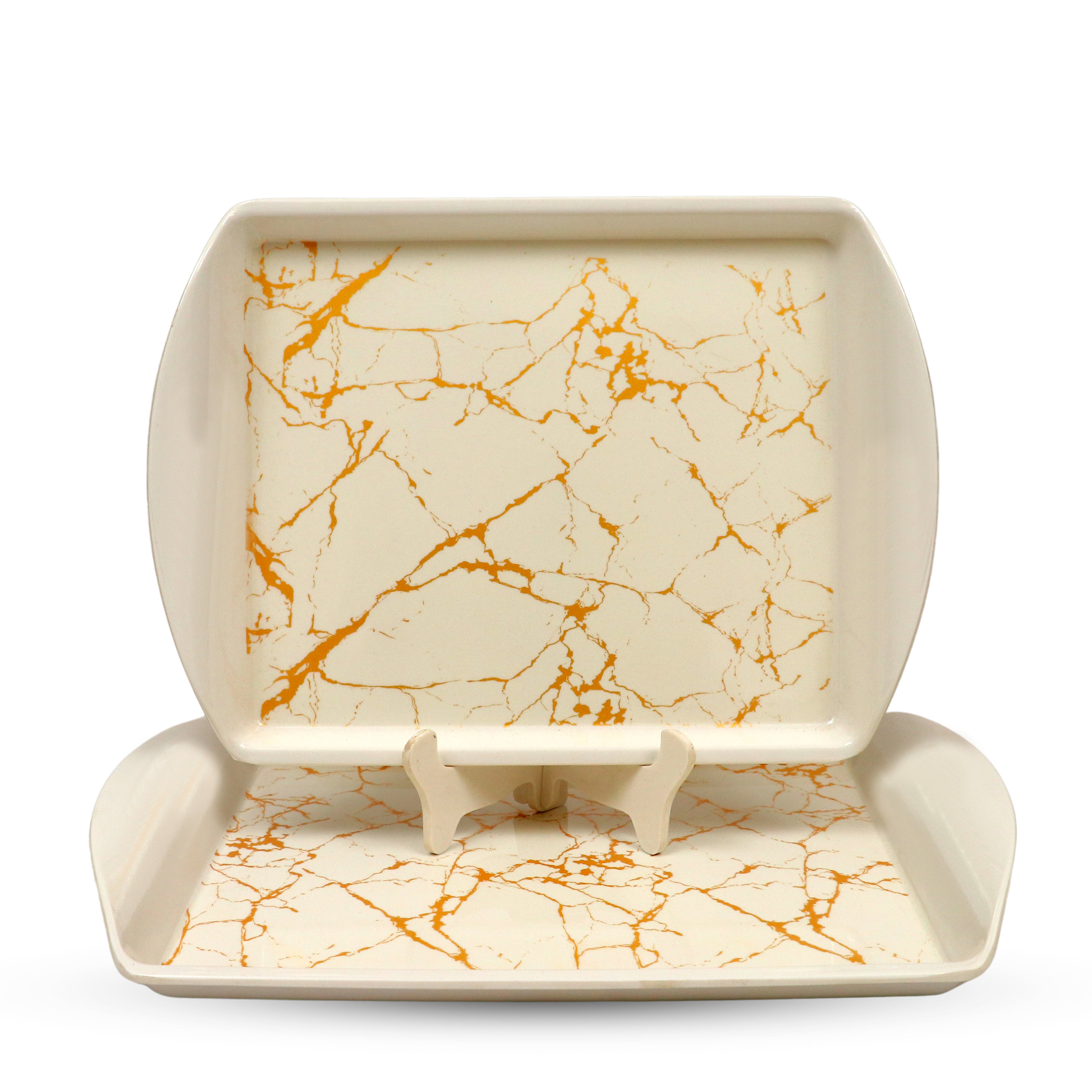 Ariya Melamine Rectangle Serving Tray Set of 2 – Multicolor, Easy to Clean