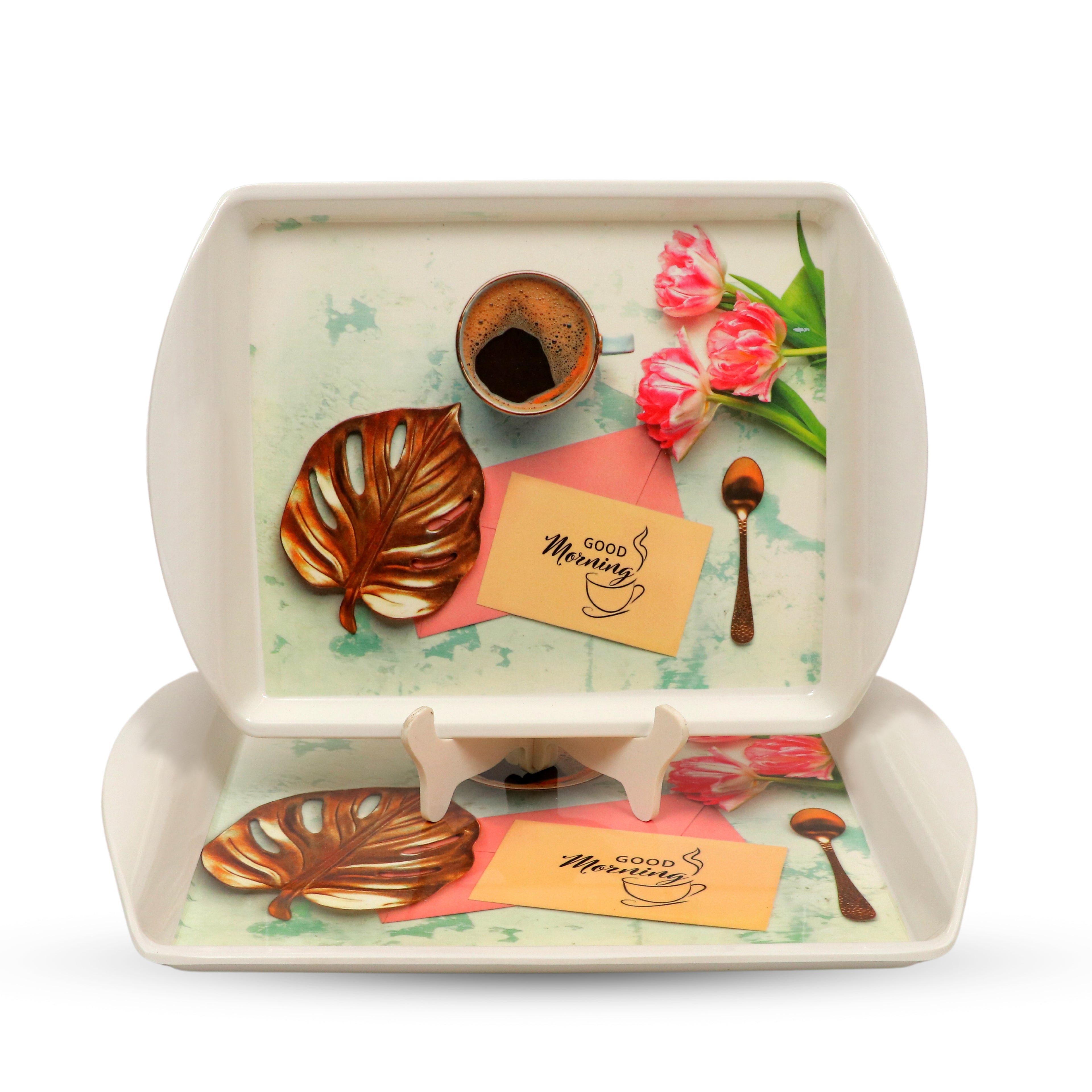 Ariya Melamine Rectangle Serving Tray Set of 2 – Multicolor, Easy to Clean