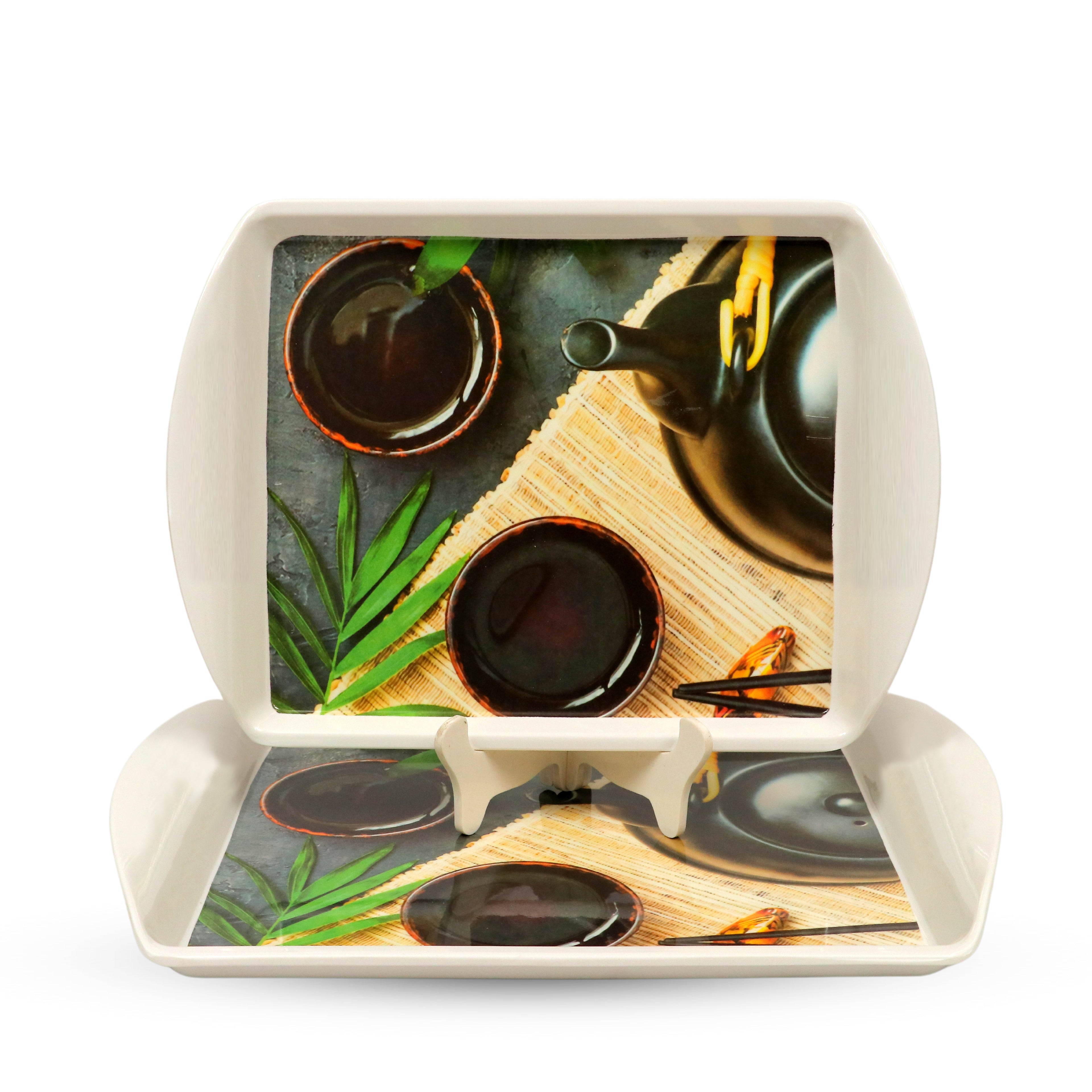 Ariya Melamine Rectangle Serving Tray Set of 2 – Multicolor, Easy to Clean