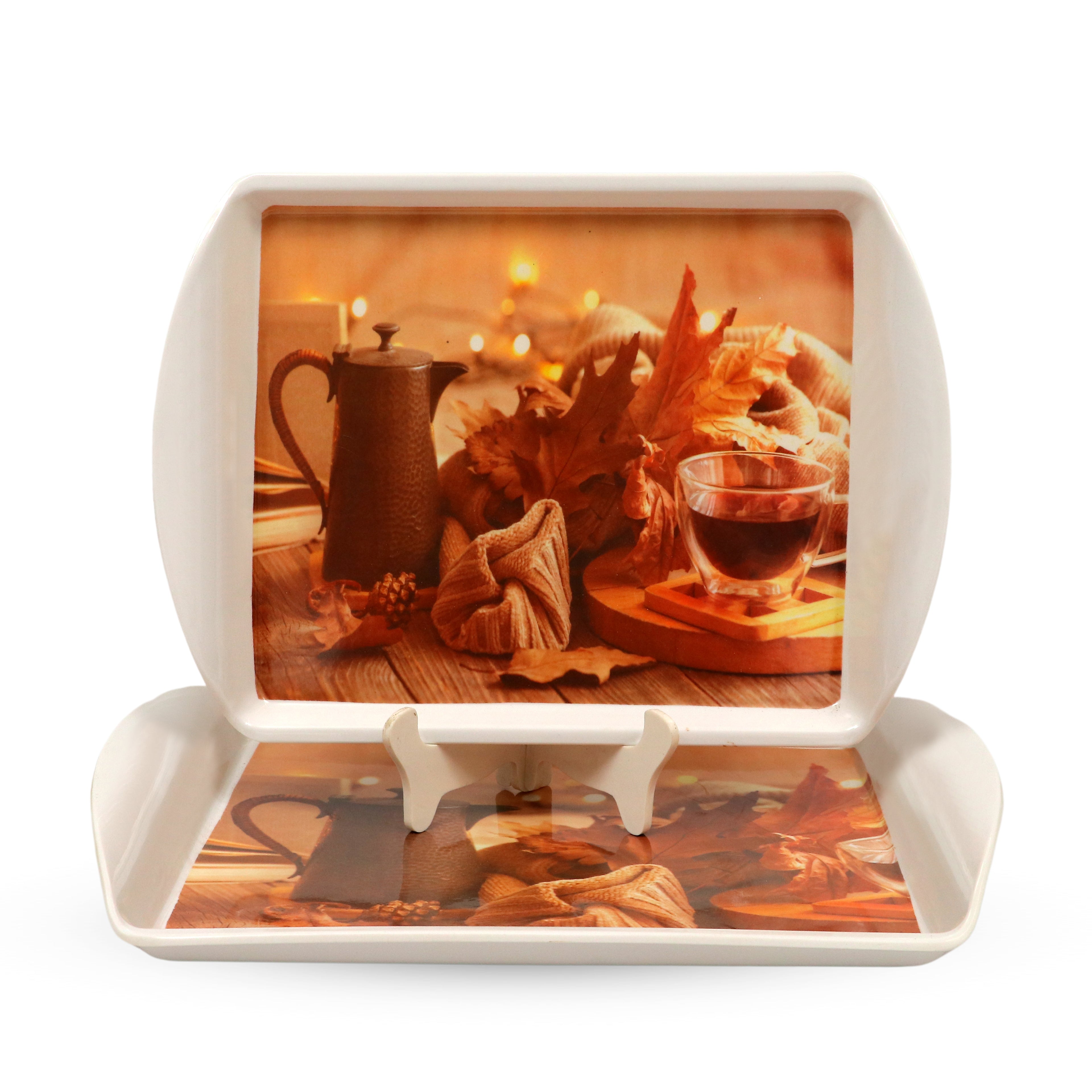 Ariya Melamine Rectangle Serving Tray Set of 2 – Multicolor, Easy to Clean