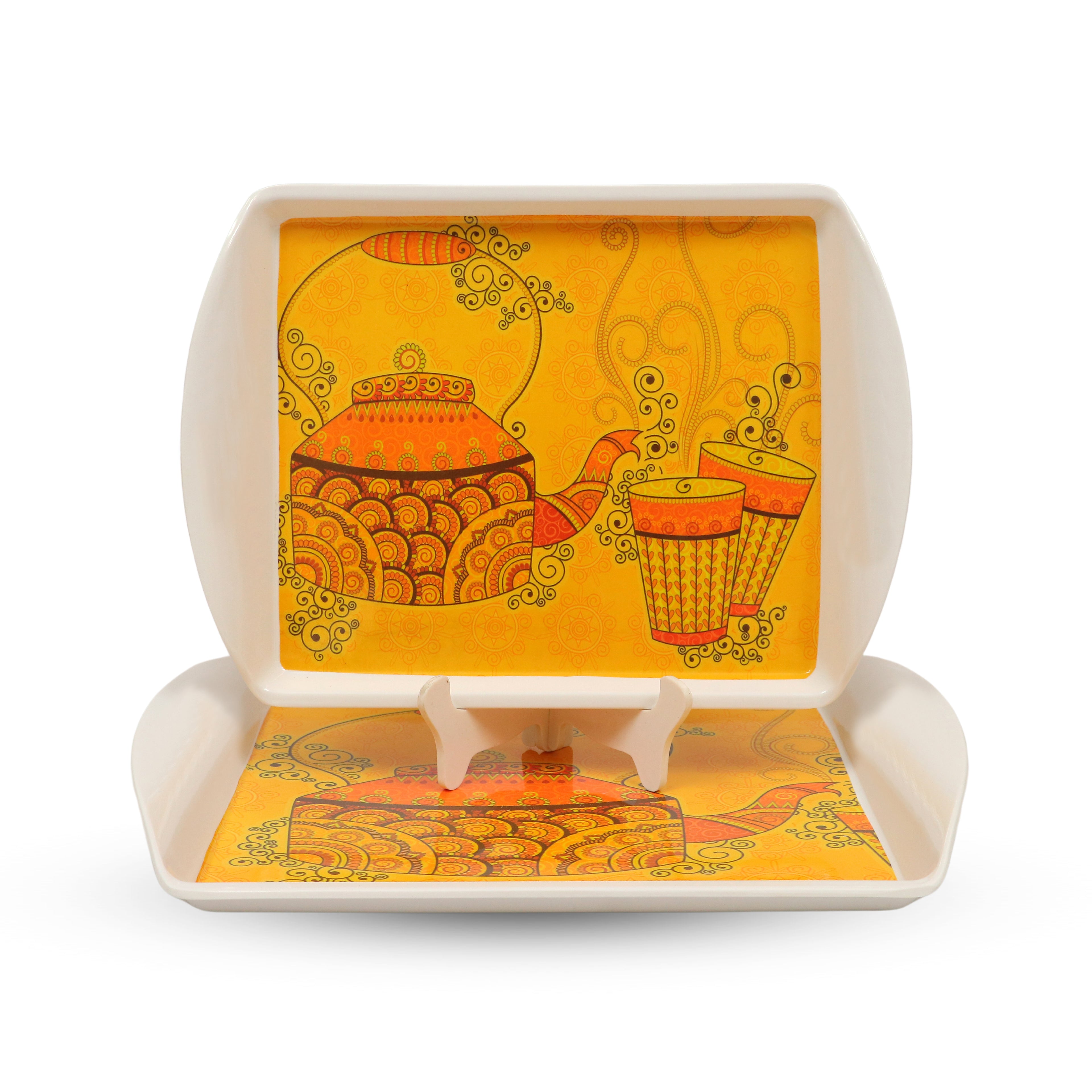 Ariya Melamine Rectangle Serving Tray Set of 2 – Multicolor, Easy to Clean