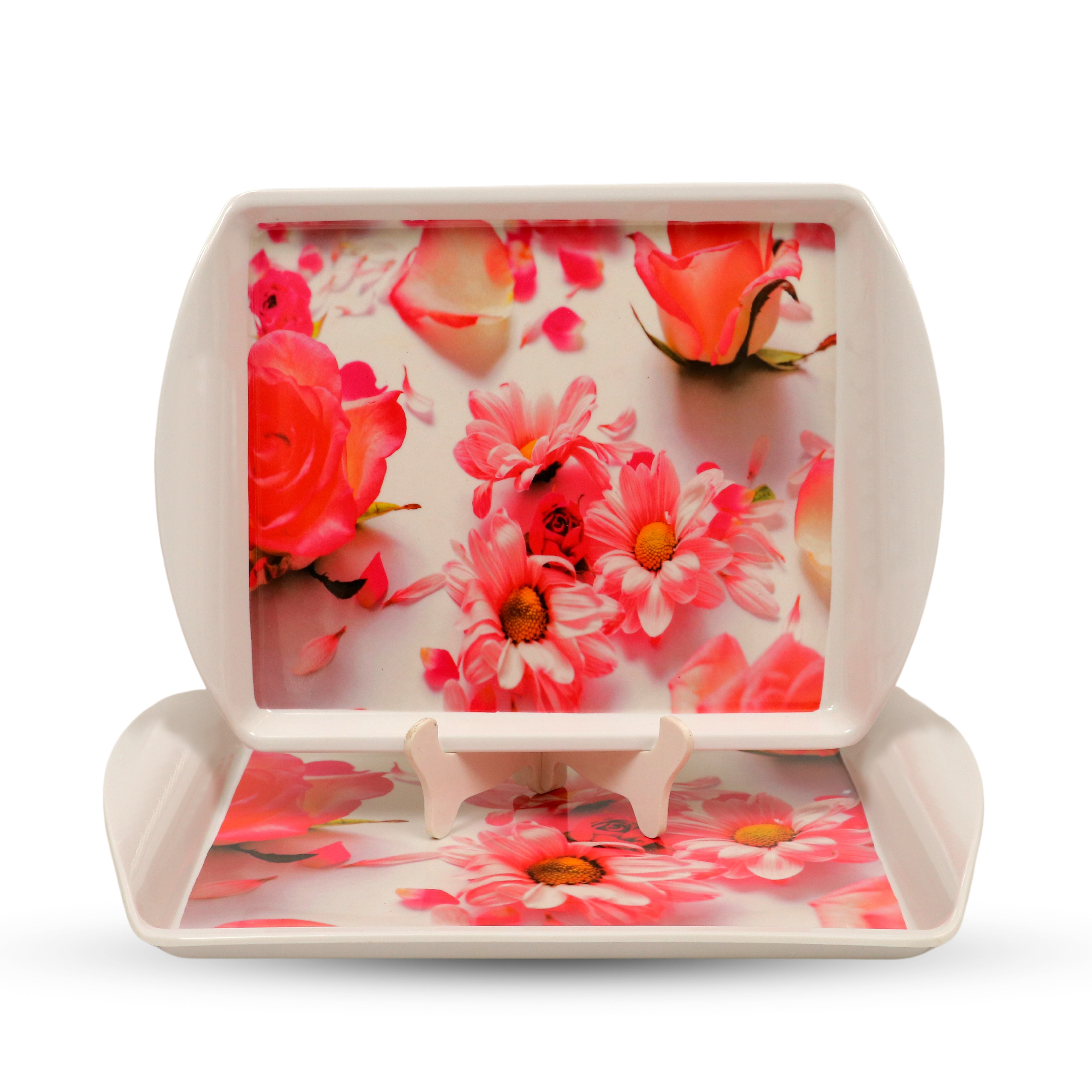 Ariya Melamine Rectangle Serving Tray Set of 2 – Multicolor, Easy to Clean