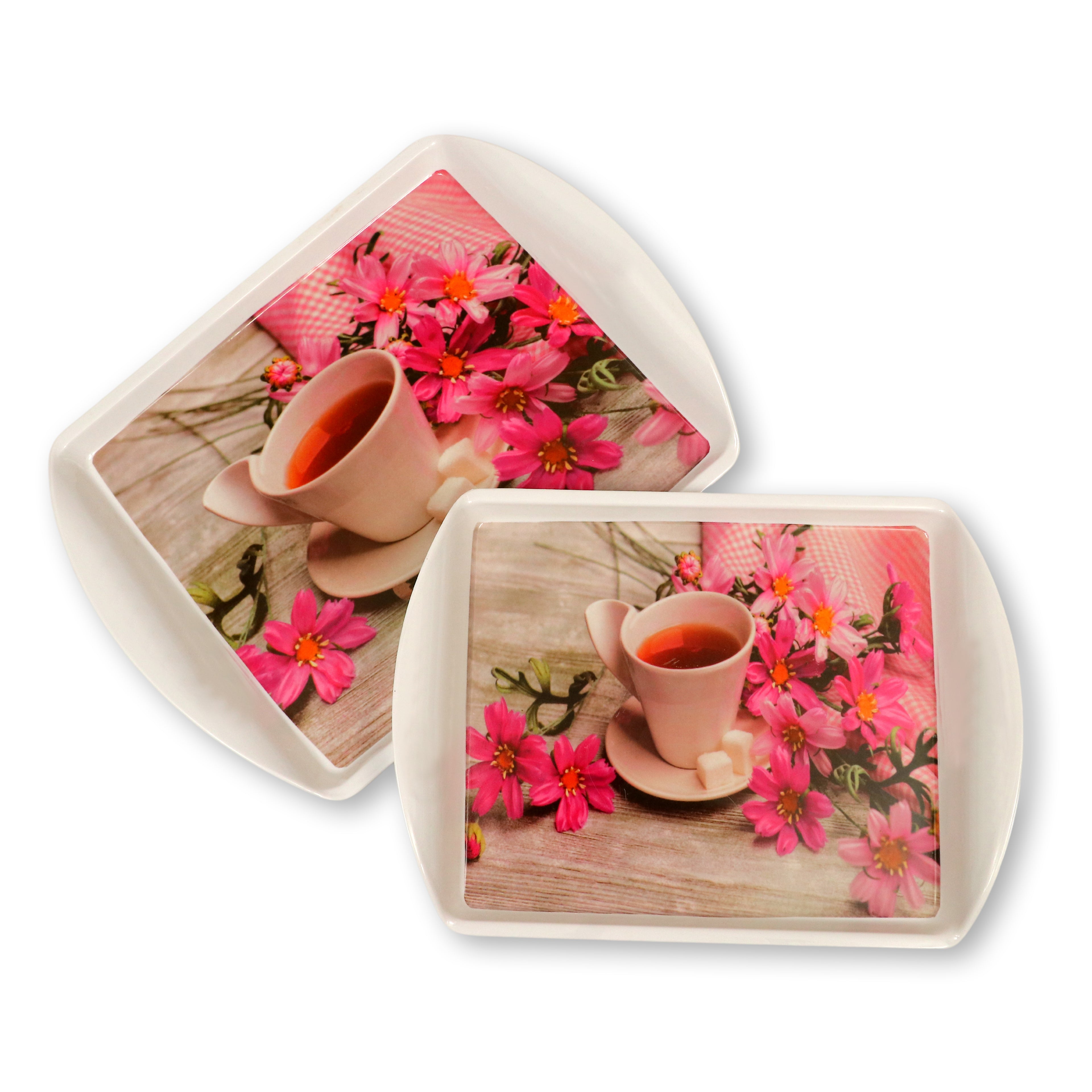 Ariya Melamine Rectangle Serving Tray Set of 2 – Multicolor, Easy to Clean