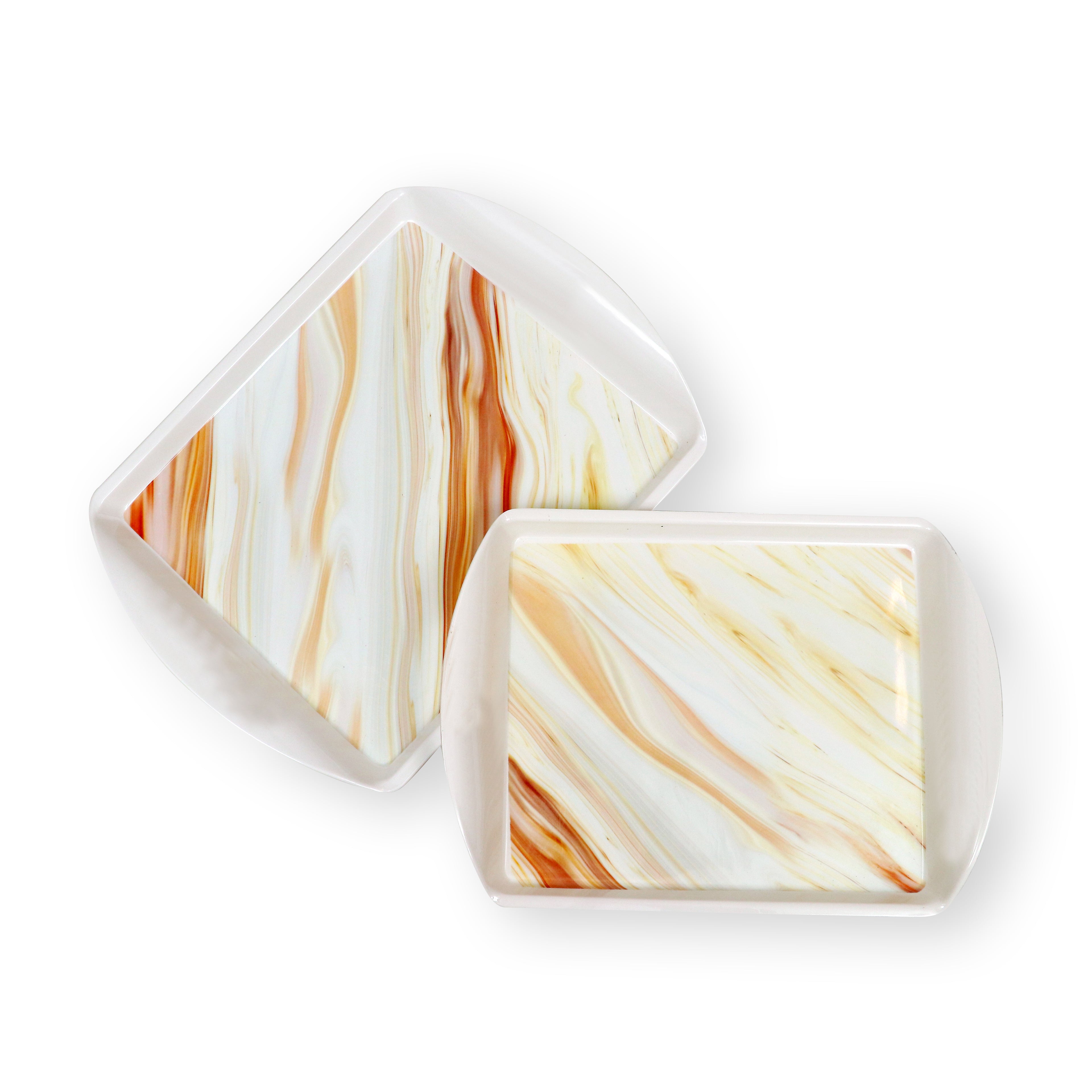 Ariya Melamine Rectangle Serving Tray Set of 2 – Multicolor, Easy to Clean