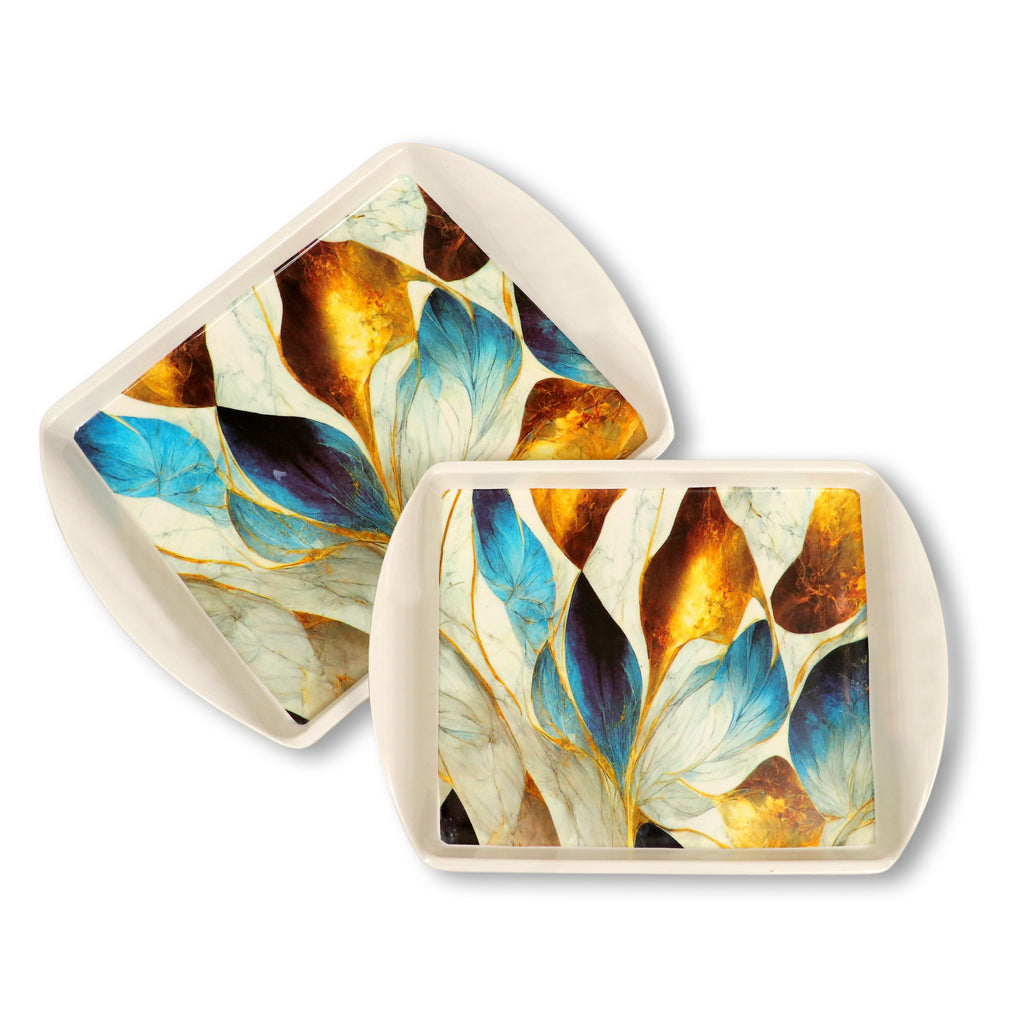 Ariya Melamine Rectangle Serving Tray Set of 2 – Multicolor, Easy to Clean