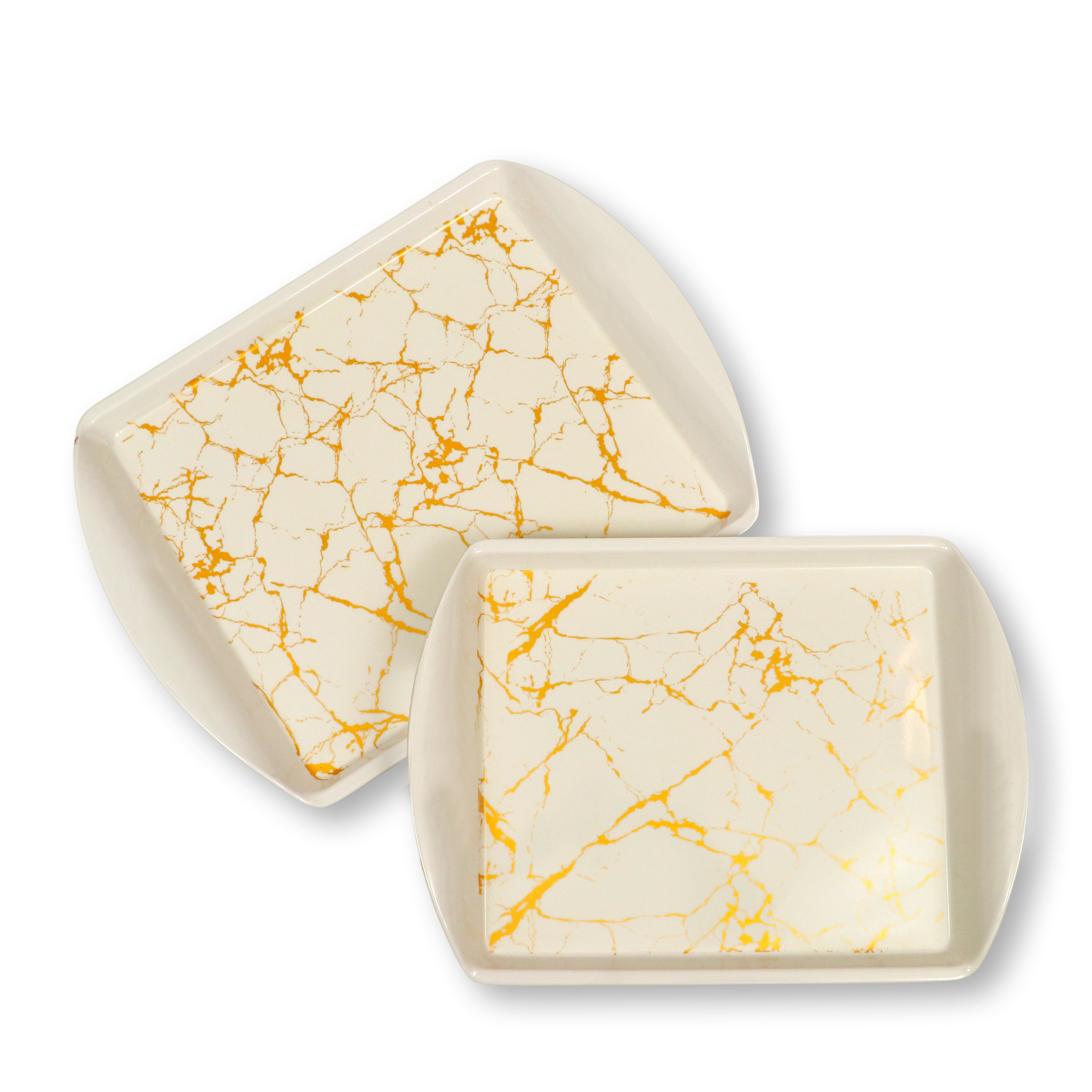 Ariya Melamine Rectangle Serving Tray Set of 2 – Multicolor, Easy to Clean