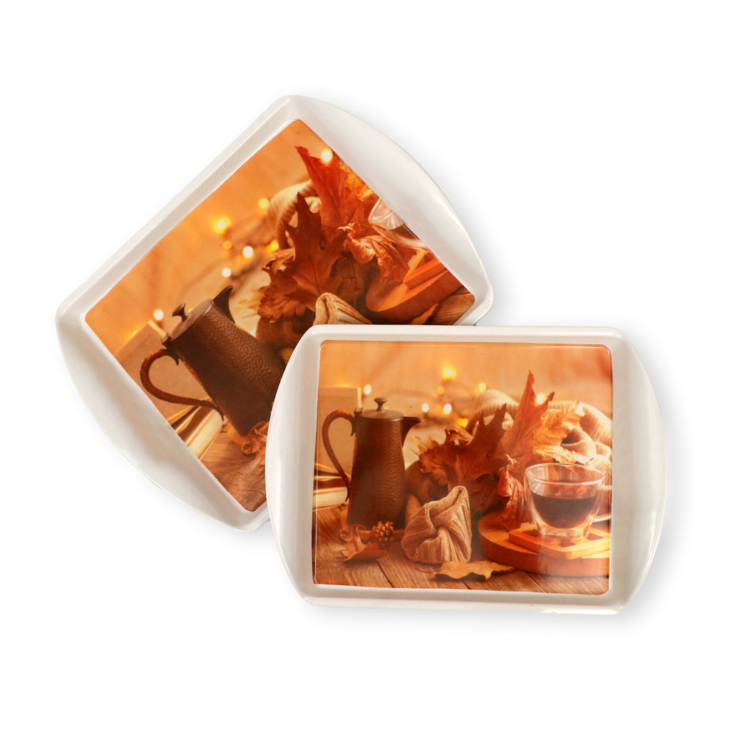 Ariya Melamine Rectangle Serving Tray Set of 2 – Multicolor, Easy to Clean