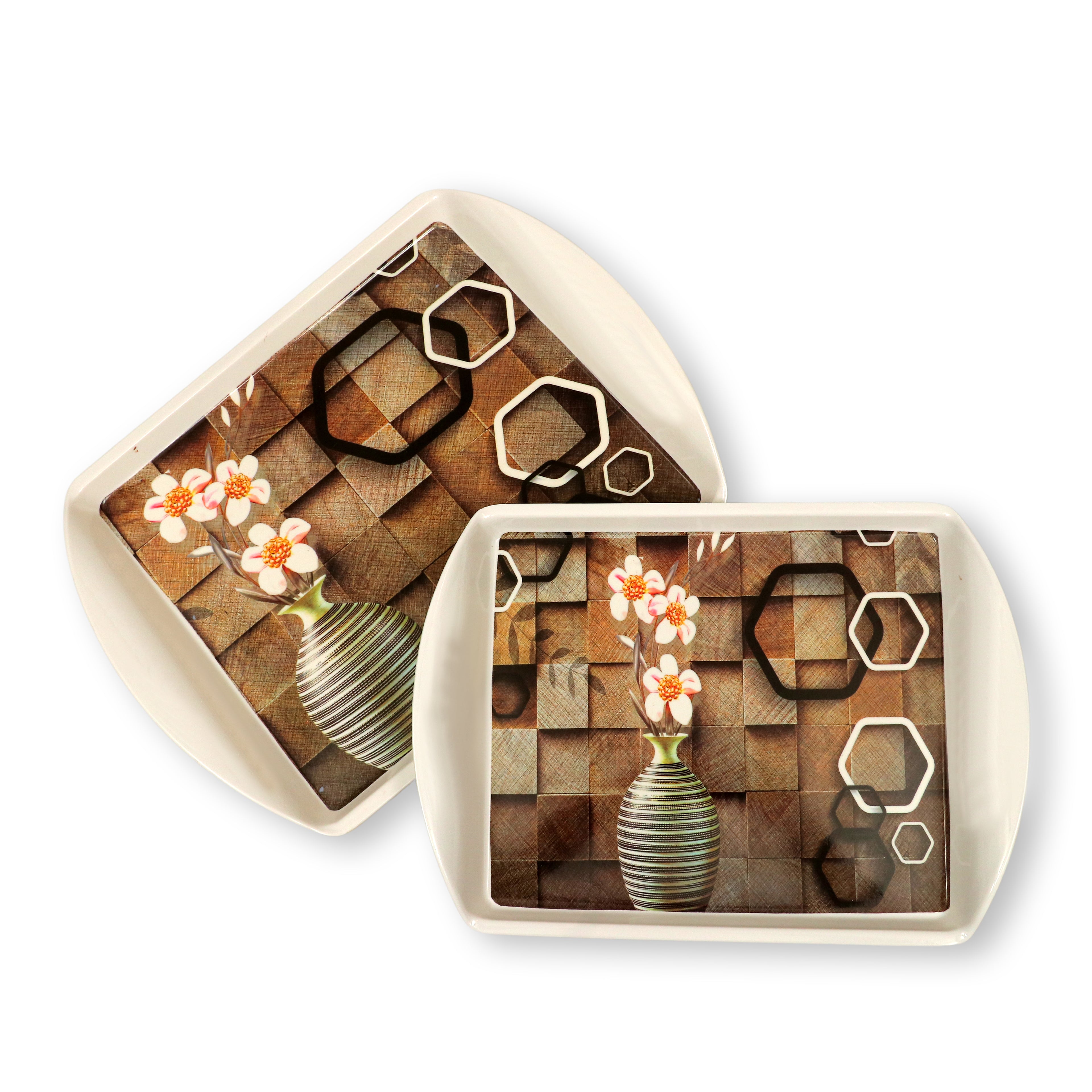 Ariya Melamine Rectangle Serving Tray Set of 2 – Multicolor, Easy to Clean