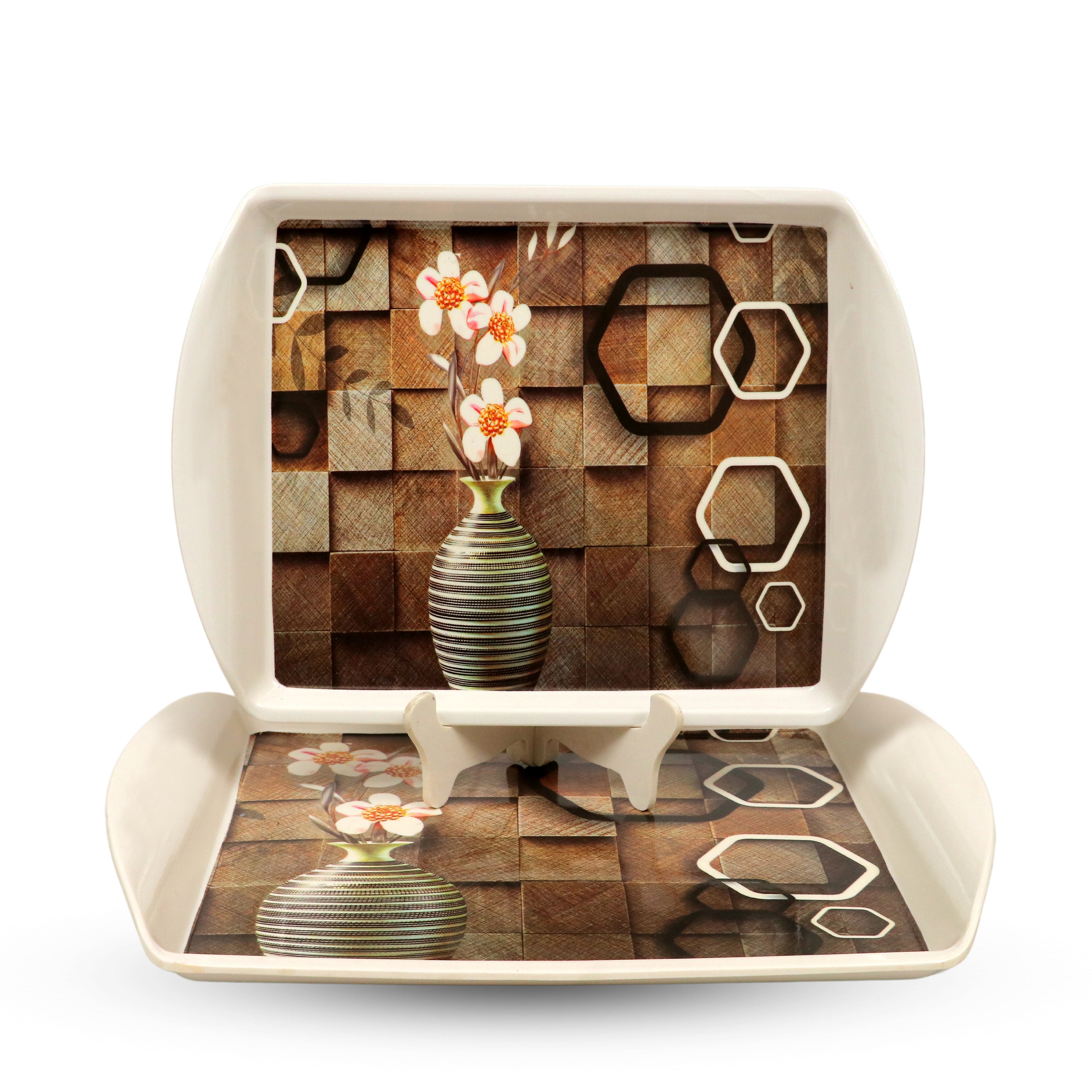 Ariya Melamine Rectangle Serving Tray Set of 2 – Multicolor, Easy to Clean