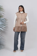 Ariya Threads Mocha Mist Tweed Fur Jacket – Premium Winter Wear