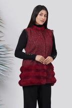 Ariya Threads Berry Velvet Tweed Panel Jacket – Luxury Winter Wear