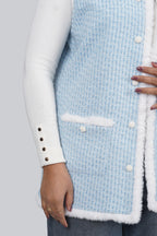 Ariya Threads Blue Snow Tweed Fur Jacket – Premium Winter Wear