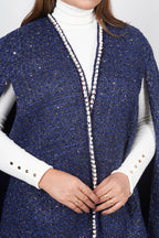 Ariya Threads Midnight Pearl Tweed Cape | Elegant Winter Layer