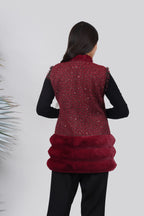 Ariya Threads Berry Velvet Tweed Panel Jacket – Luxury Winter Wear