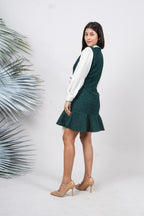 Ariya Threads Emerald Flounce Tweed Dress for Elegant Modern Styling