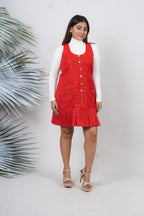 Ariya Threads Crimson Charm Sequinned Tweed Dress for Luxe Evening Style