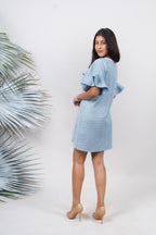 Ariya Threads Pastel Aura Tweed Pearl Dress with Elegant Luxe Detailing