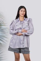 Ariya Threads  Moonstone Shine Ruffle Shirt – Elegant Party Wear for Women