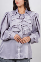 Ariya Threads  Moonstone Shine Ruffle Shirt – Elegant Party Wear for Women