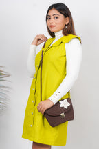 Ariya Threads Lime Bloom Dual-Season Denim Dress for Trendy All-Day Style