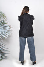 Ariya Threads Black Frost Tweed Fur Jacket – Premium Winter Wear