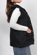 Ariya Threads Black Frost Tweed Fur Jacket – Premium Winter Wear