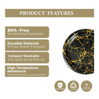 Ariya Melamine 11"Inch Dinner Plate | Black-Gold | Pack of 6