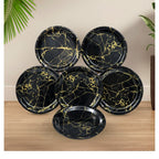 Ariya Melamine 11"Inch Dinner Plate | Black-Gold | Pack of 6