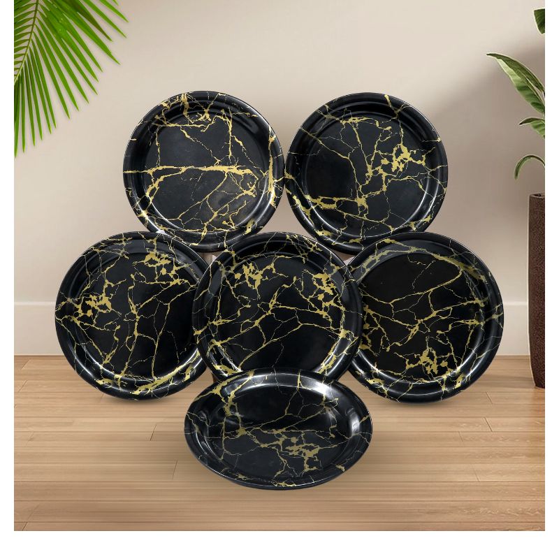 Ariya Melamine 11"Inch Dinner Plate | Black-Gold | Pack of 6
