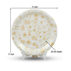 Ariya Melamine 11"Inch Dinner Plate | Flower Design Gold Off-White | Pack of 4
