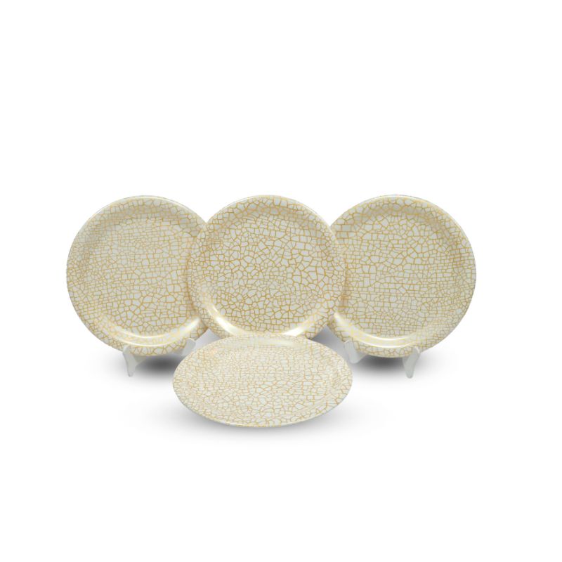 Ariya Melamine 11"Inch Dinner Plate | Off White-Golden | Pack of 4
